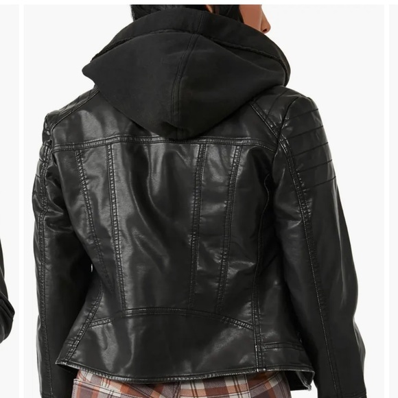 FREE PEOPLE Harriett Hooded Faux Leather Moto Jacket - Picture 5 of 12